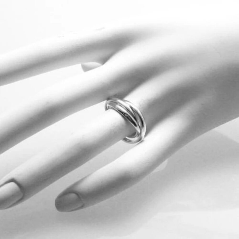 Three Interlocking Bands Trinity Ring In Sterling… - image 2